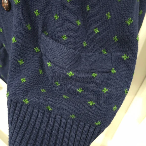 MERONA Fisherman Shawl Collar Navy Green Knit Cardigan Rowing Oar Nautical, L - Picture 6 of 11